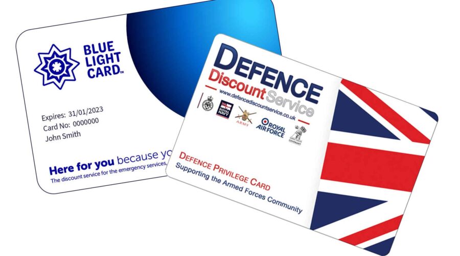 NHS and armed services discount cards